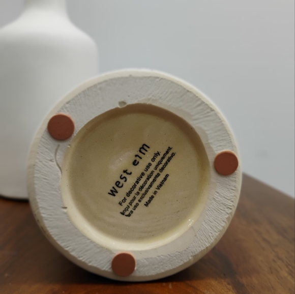 WEST ELM - Decor - Vases - Set of TWO - Pure White Ceramic Short Sack - 8"H - Picture 3 of 3